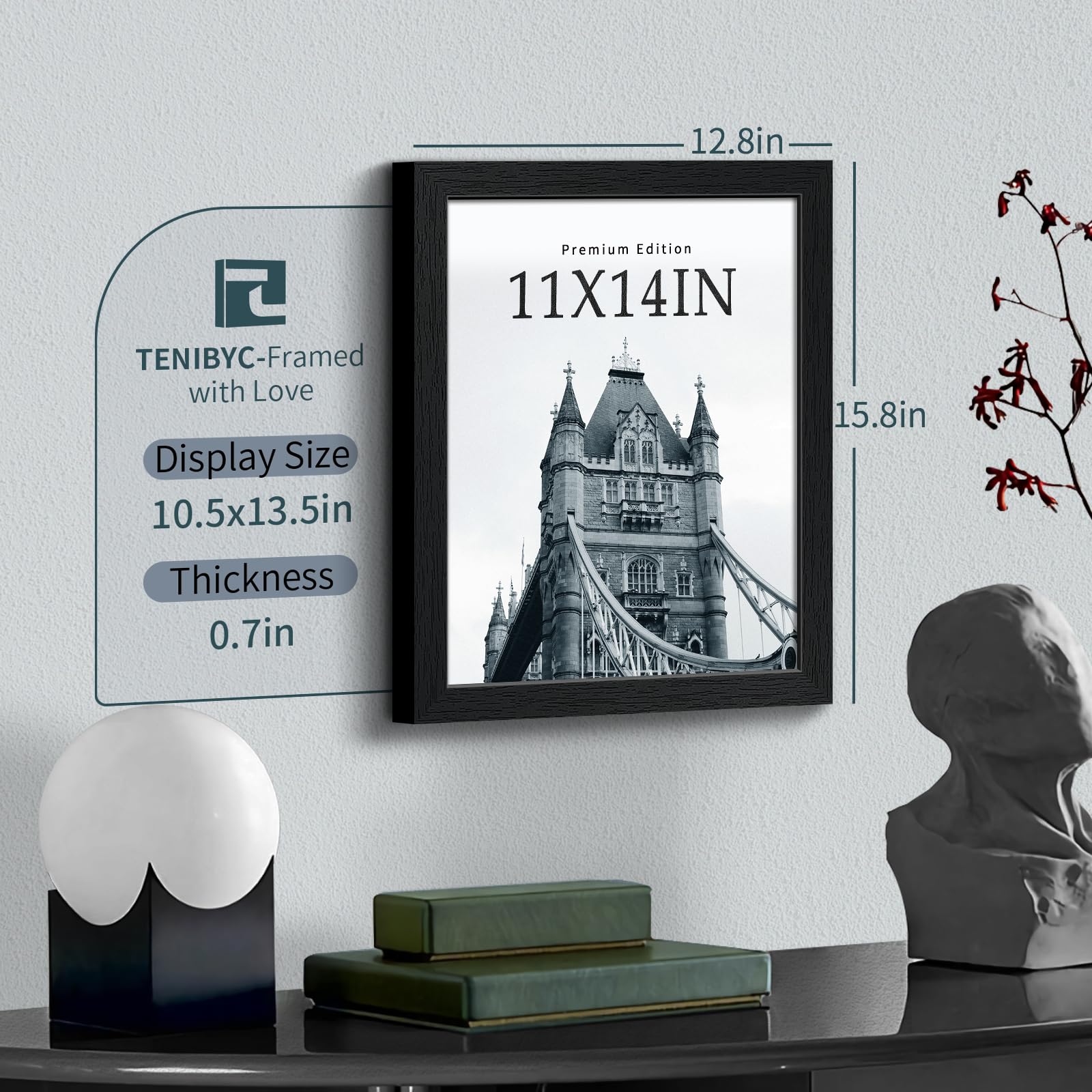 TENIBYC wall gallery setup enables cohesive memories with vertical or horizontal display.