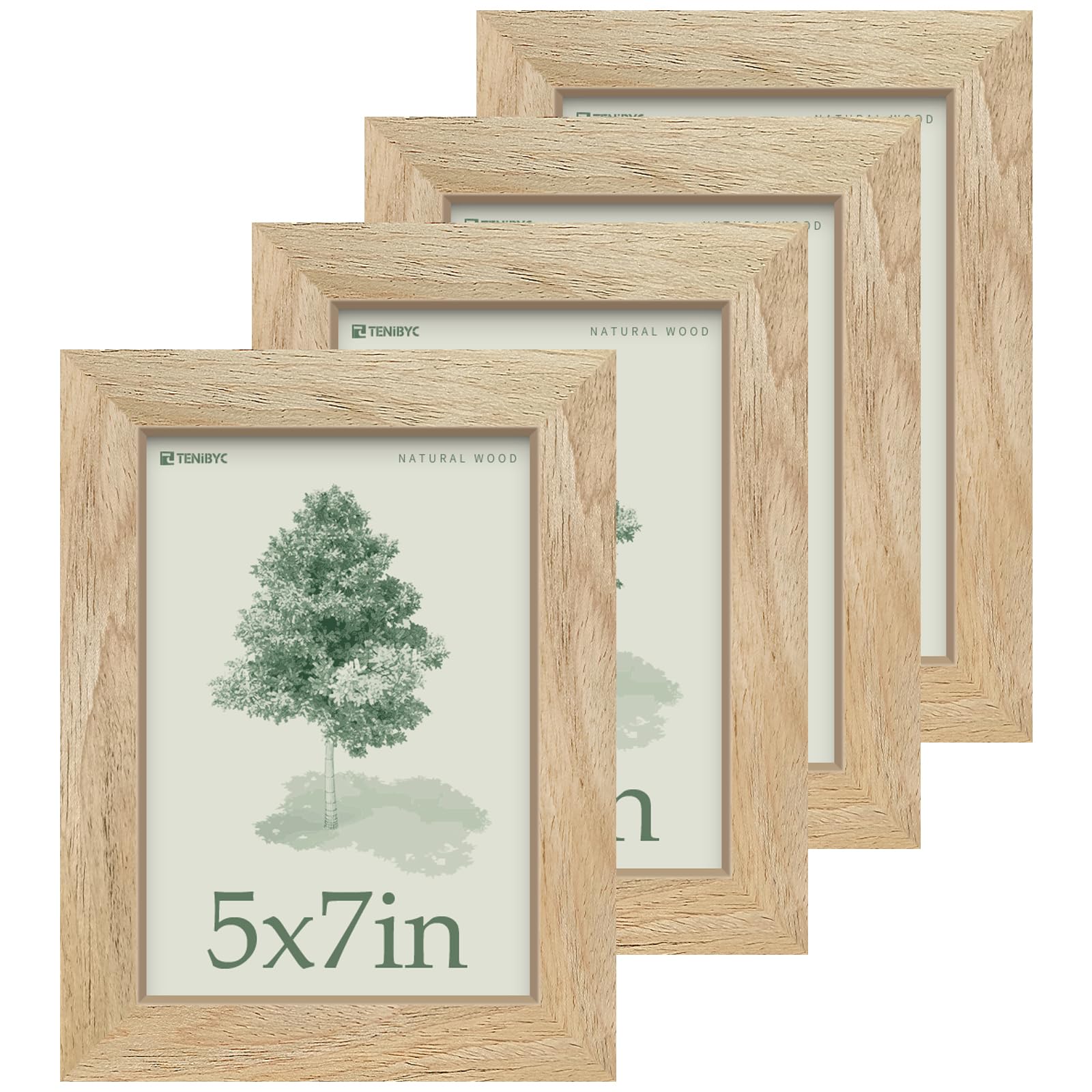 TENIBYC 5x7 frame front view highlights natural wood grain for versatile decor