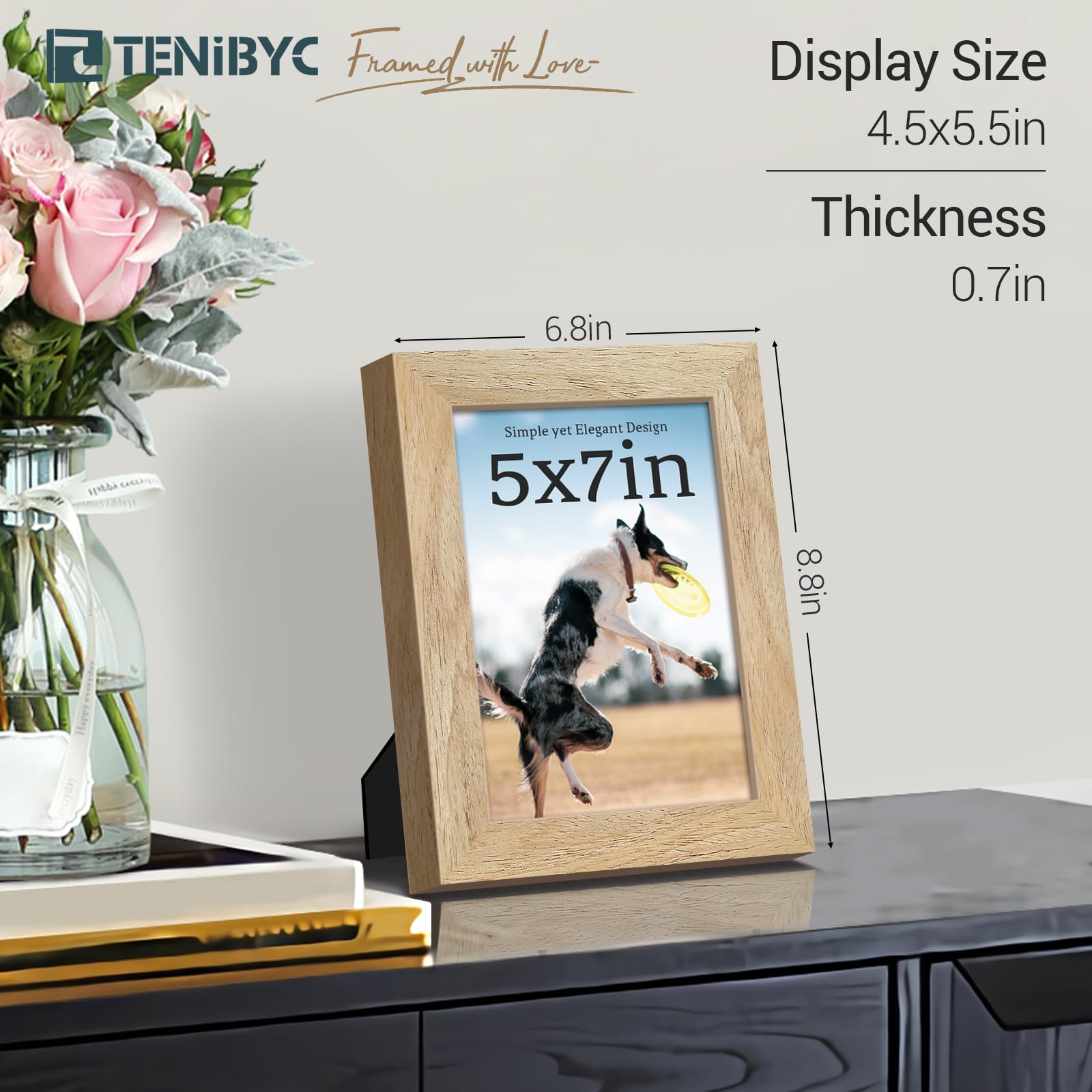 TENIBYC 5x7 frame side angle shows slim profile for compact spaces