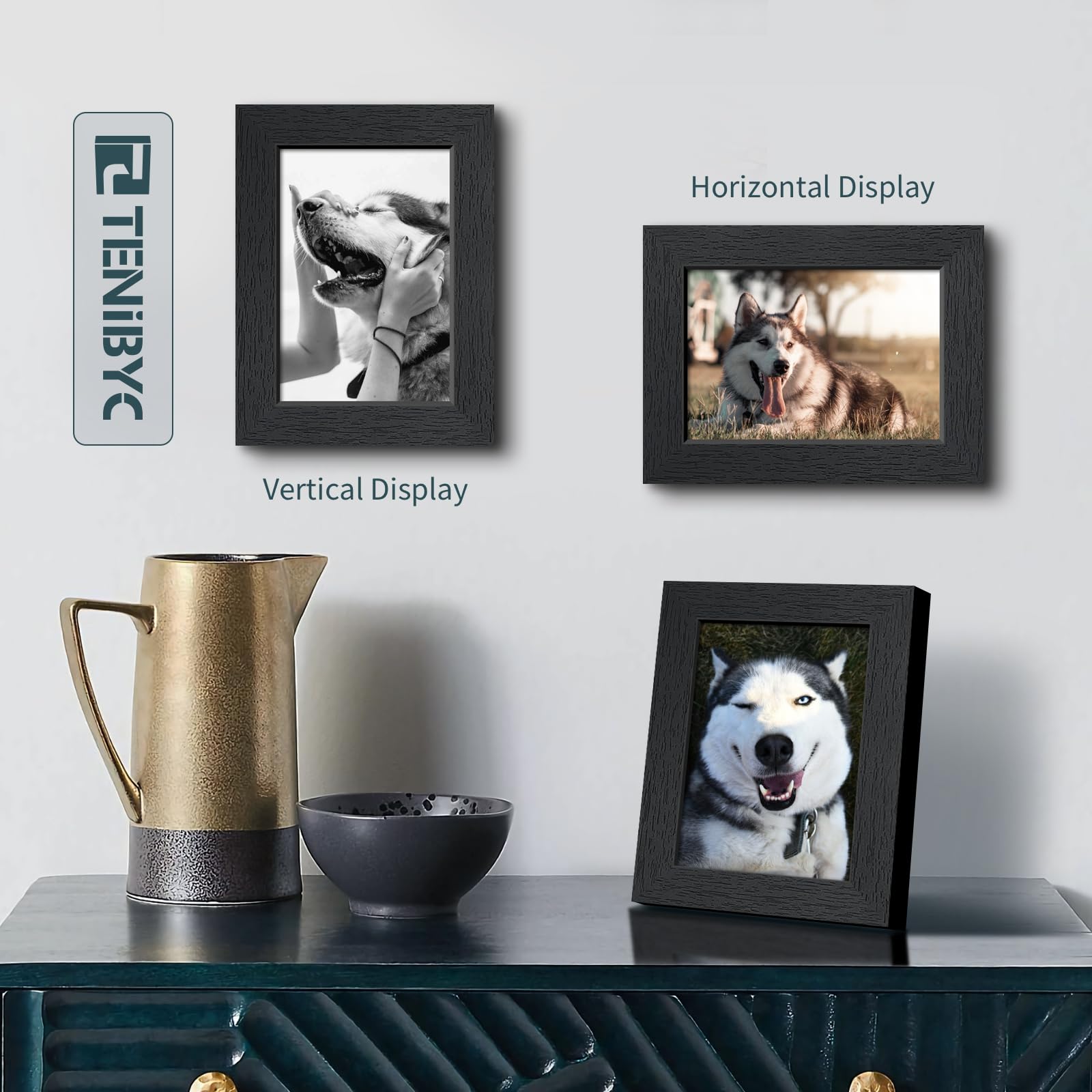 TENIBYC 5x7 frame accommodates photos, posters, or certificates.