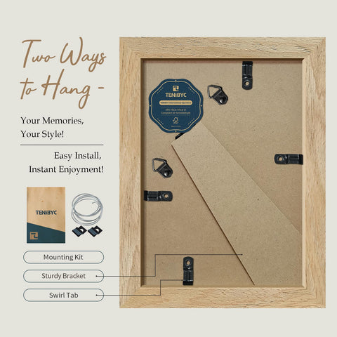 TENIBYC 5x7 frame wall display vertical demonstrating easy hanging options