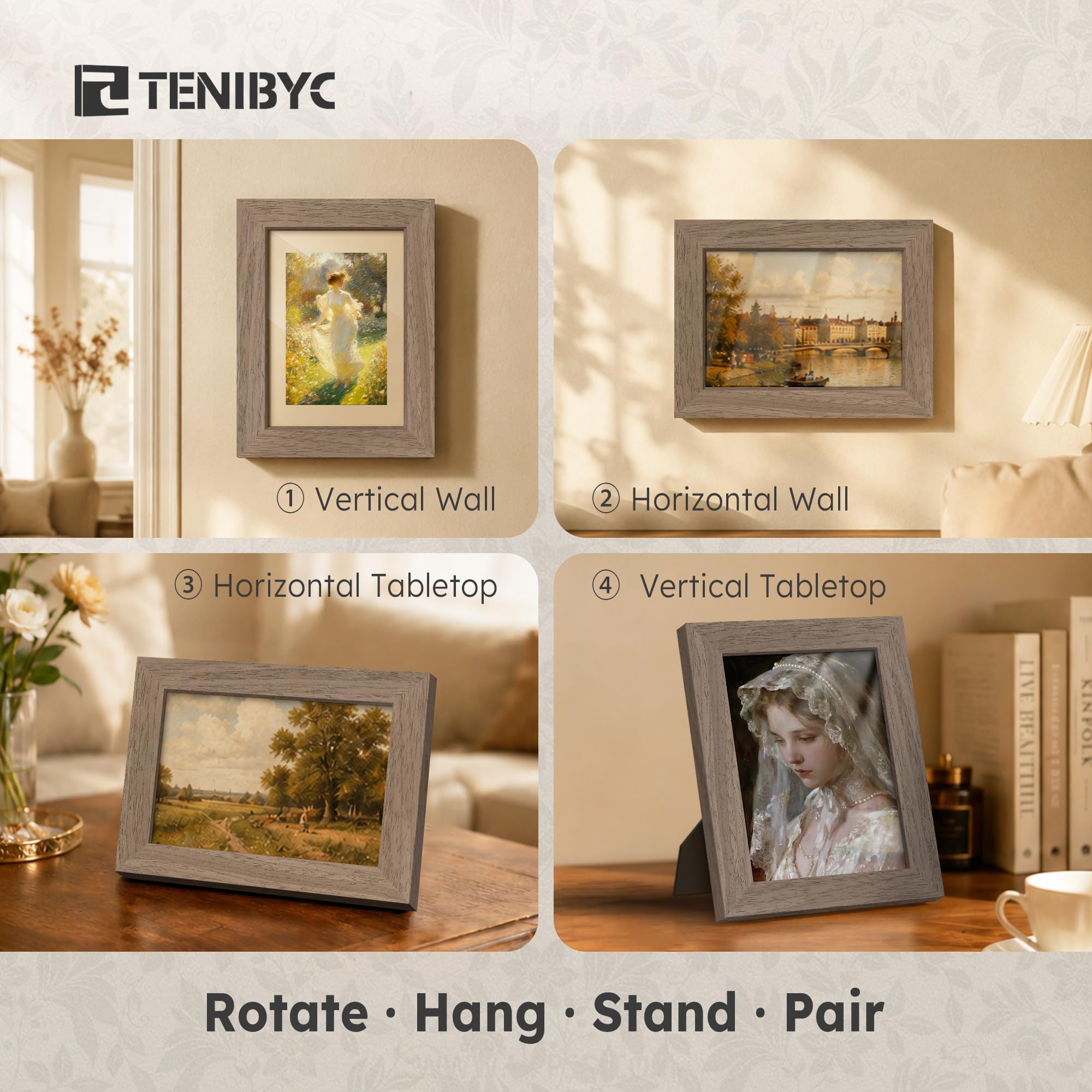 TENIBYC 5x7 frame back view reveals reinforced corners for lasting memories