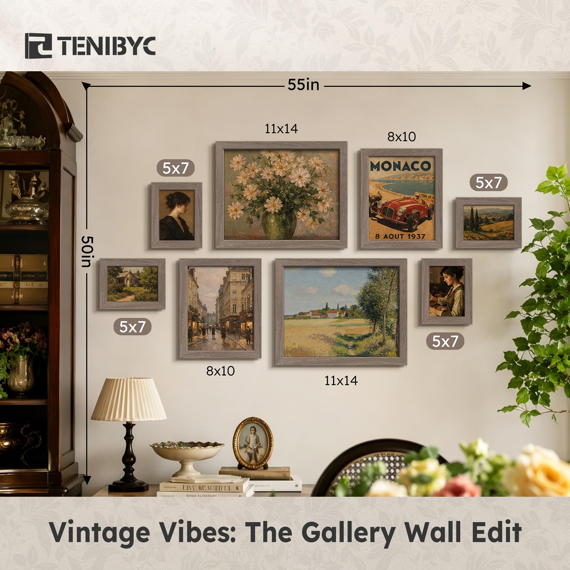 TENIBYC 5x7 frame in living-room setup illustrates elegant decor integration