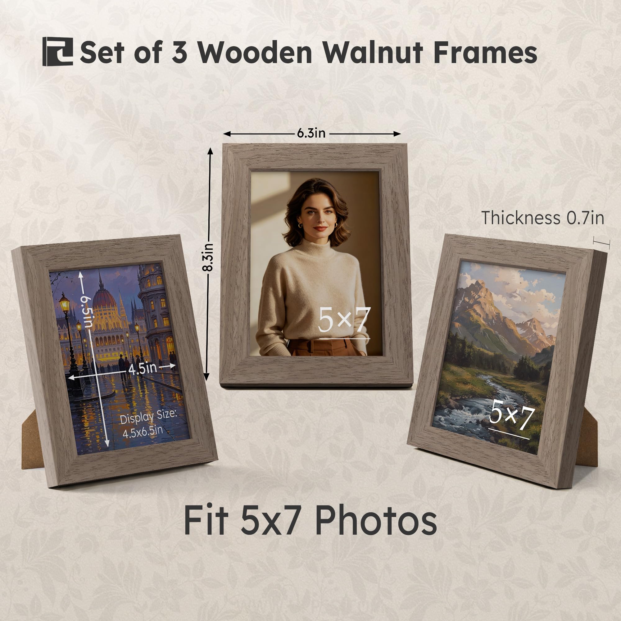 TENIBYC 5x7 frame side view shows slim profile for compact shelves