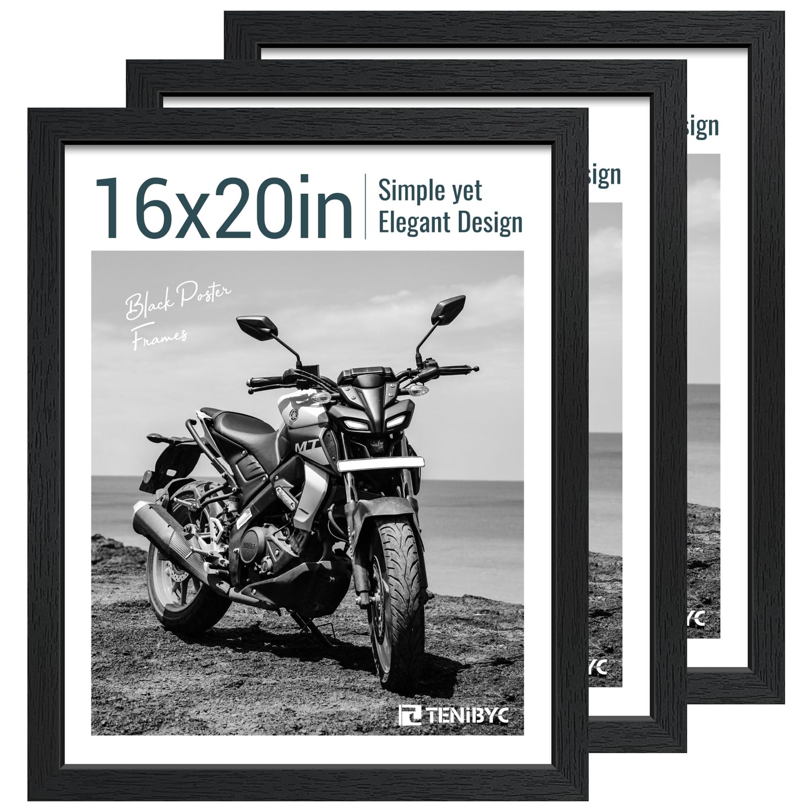 TENIBYC black woodgrain 16x20 frame for wall or tabletop display