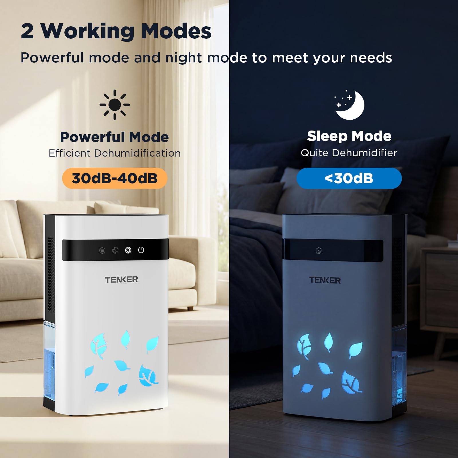 TENKER dehumidifier auto shut-off indicator alerts when the tank needs draining