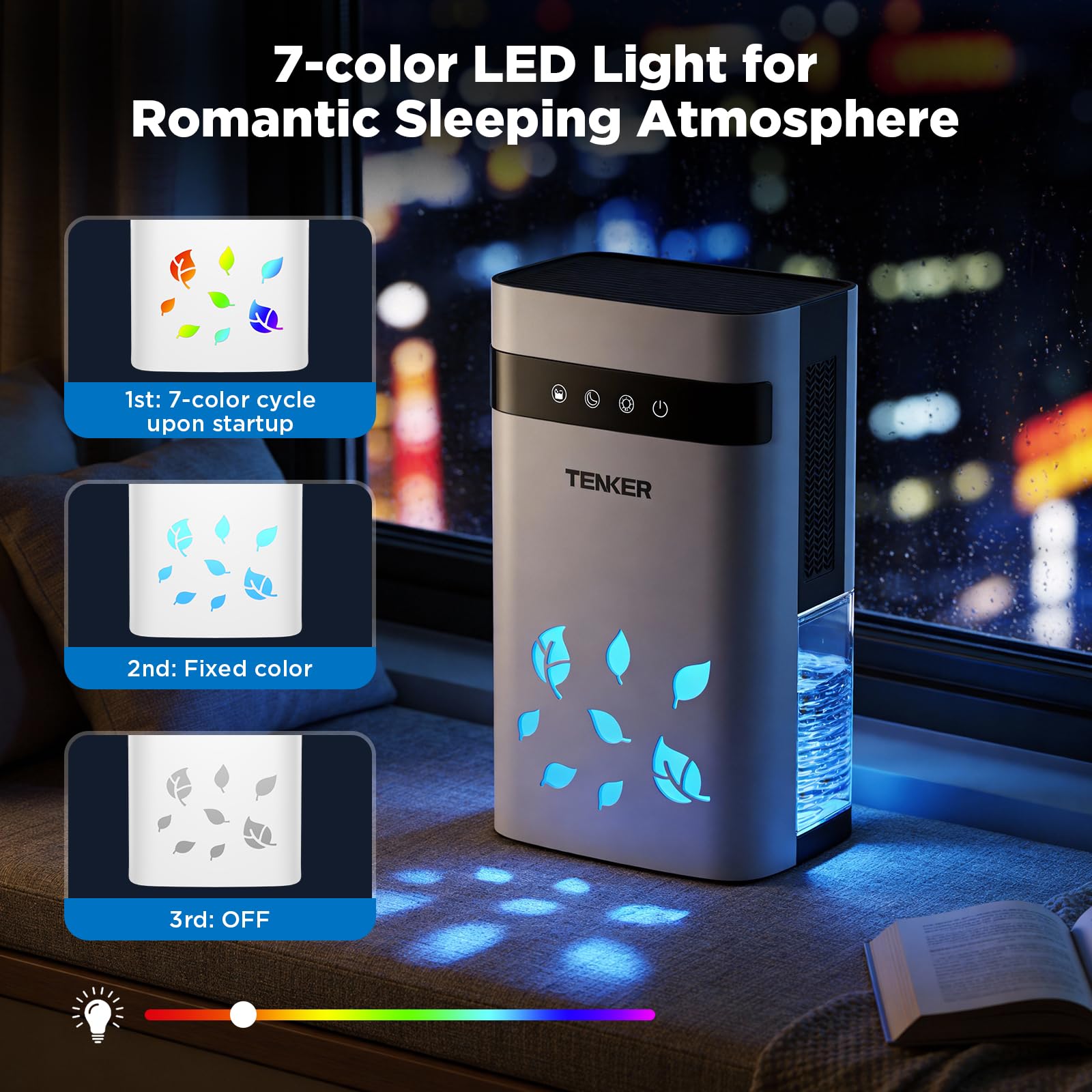 TENKER dehumidifier sleep mode provides whisper-quiet operation at night