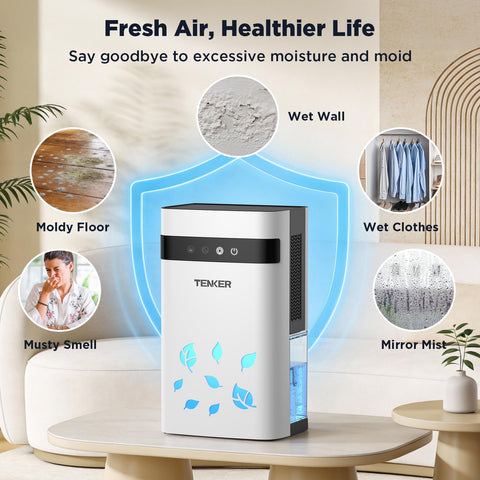 TENKER dehumidifier 77oz water tank supports longer moisture control