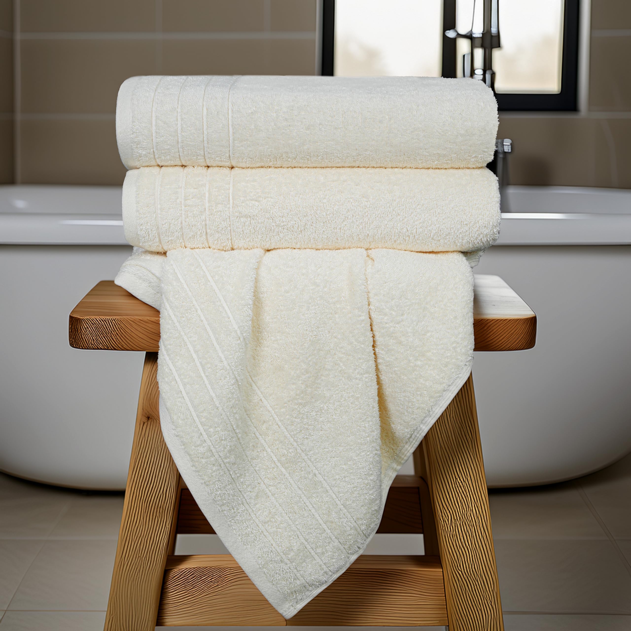 Tens Towels 100% cotton towel close-up shows soft, absorbent fibers.