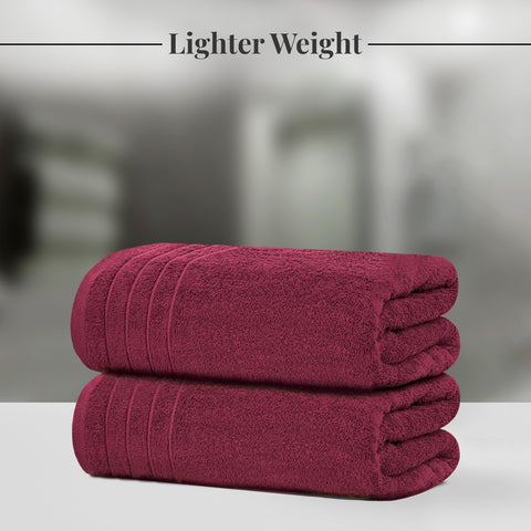 Tens Towels burgundy bath towel folded neatly for storage and display