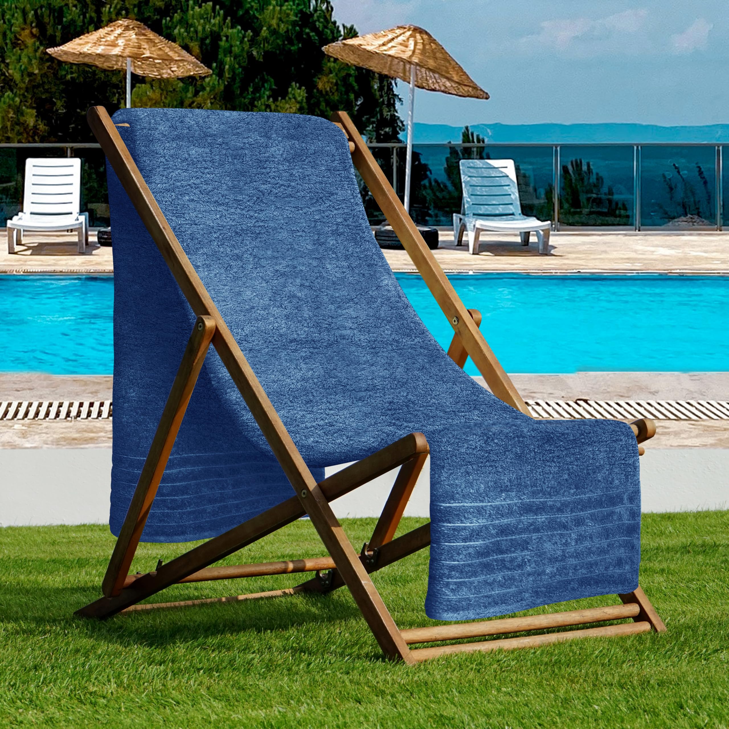Tens Towels blue close-up reveals fine cotton weave and plush feel