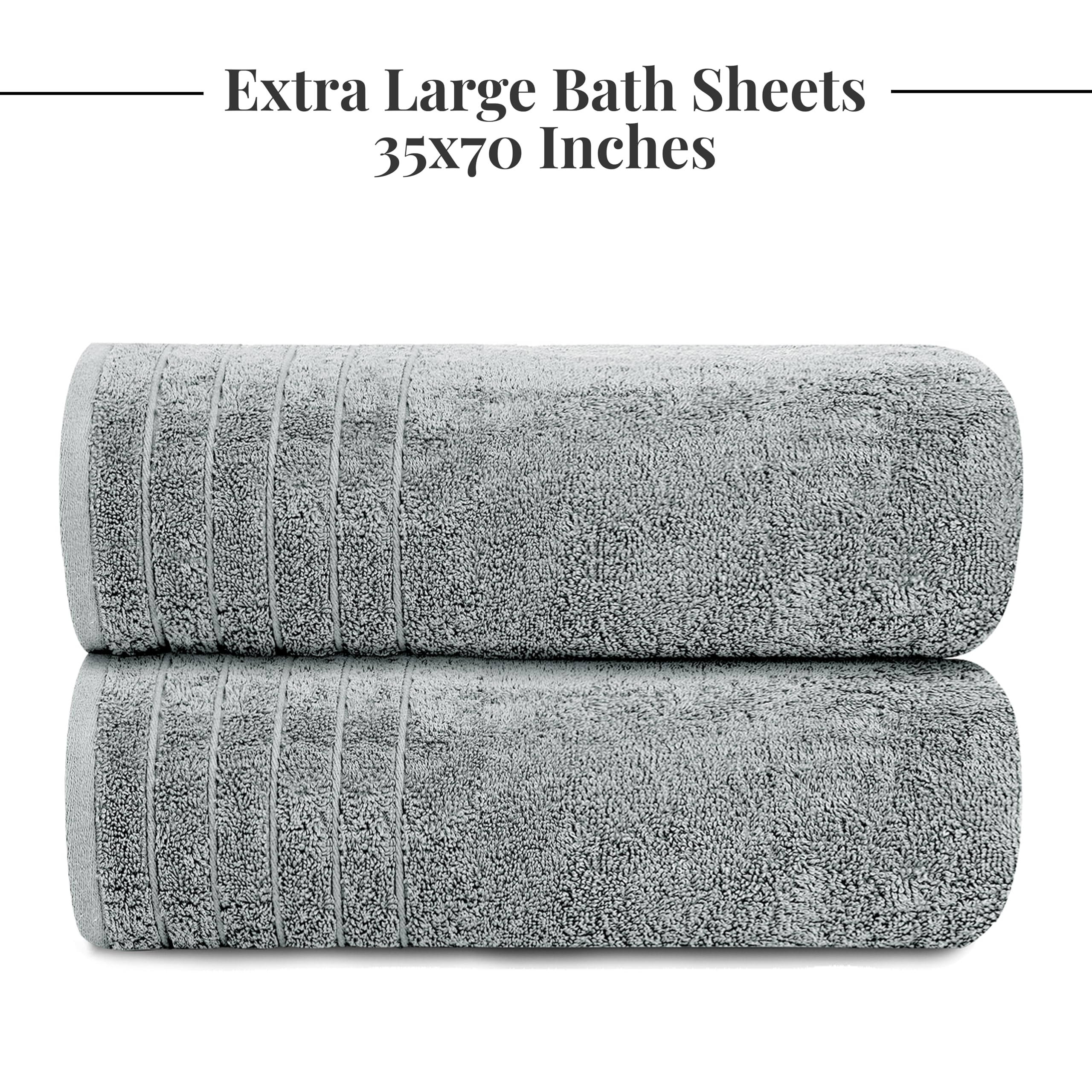 Cool grey Tens Towels bath sheets add a modern touch to any bathroom.