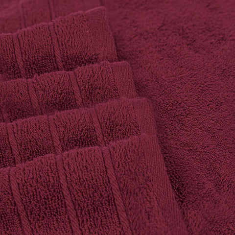 Tens Towels soft burgundy towel emphasizes gentle touch and quick-drying performance