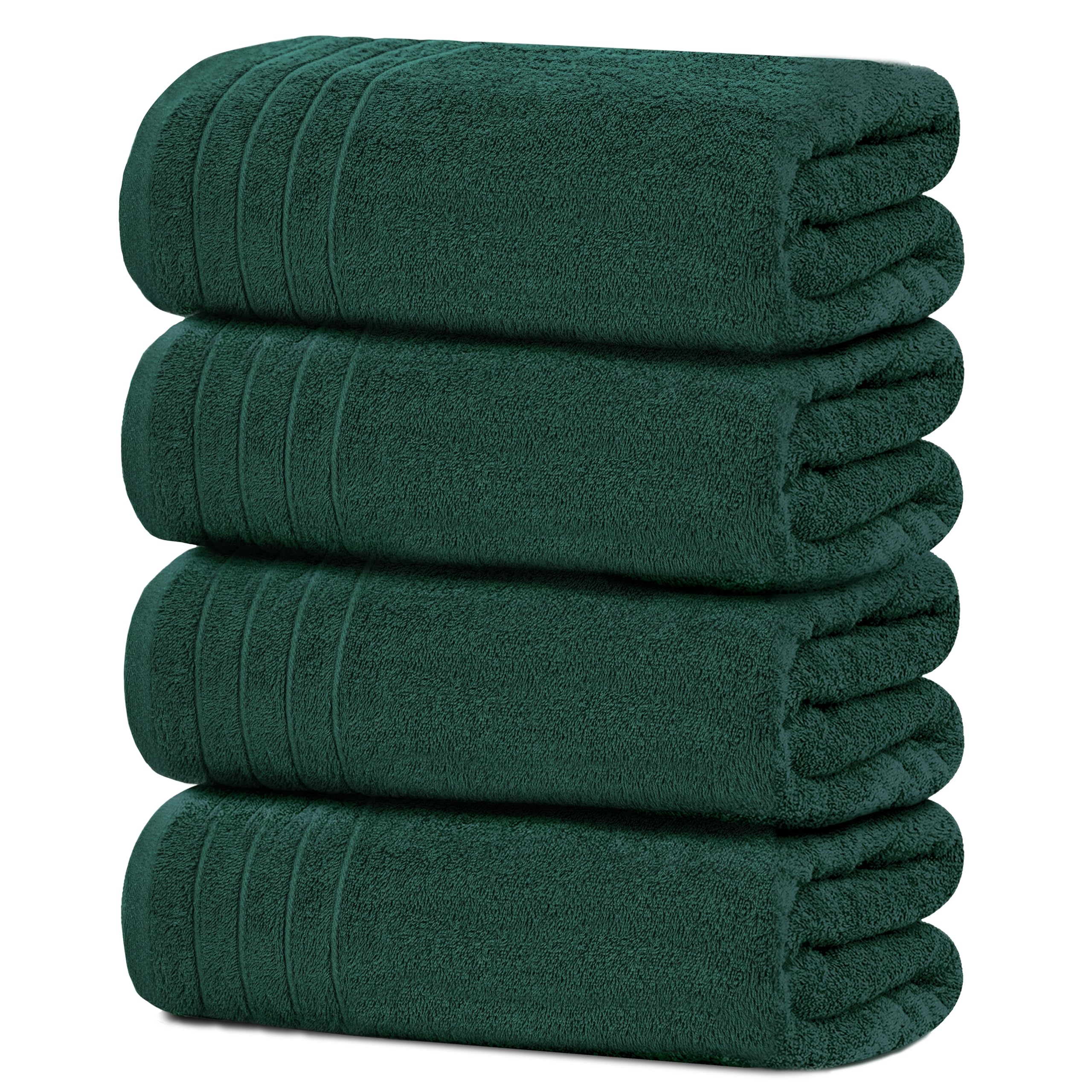 Tens Towels four-pack hunter green bath towels, plush and generously sized