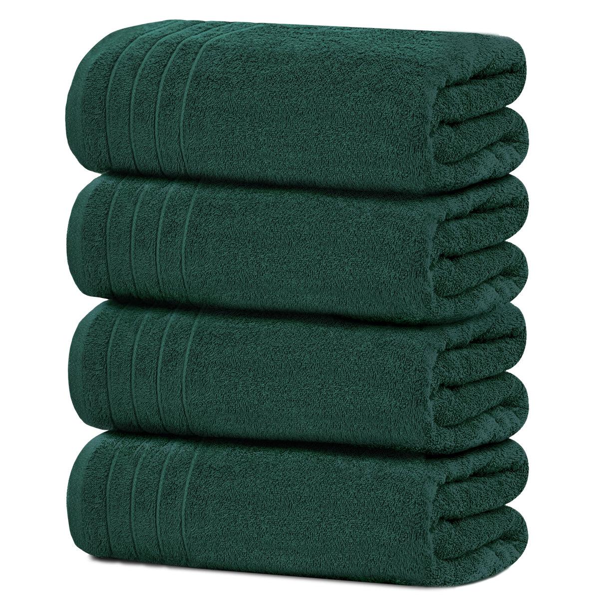 Tens Towels four-pack hunter green bath towels, plush and generously sized