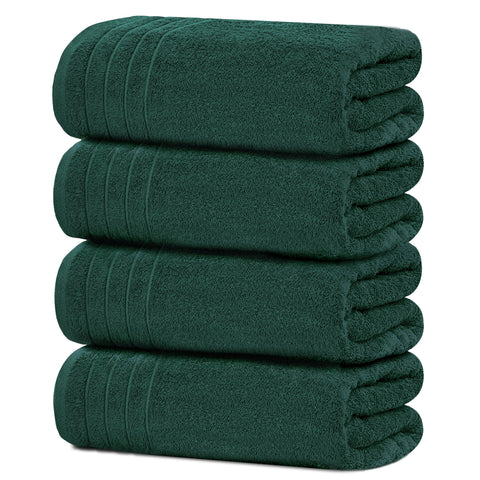 Tens Towels four-pack hunter green bath towels, plush and generously sized