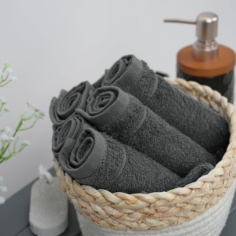 Tens Towels hotel-quality dark grey washcloths, durable and plush