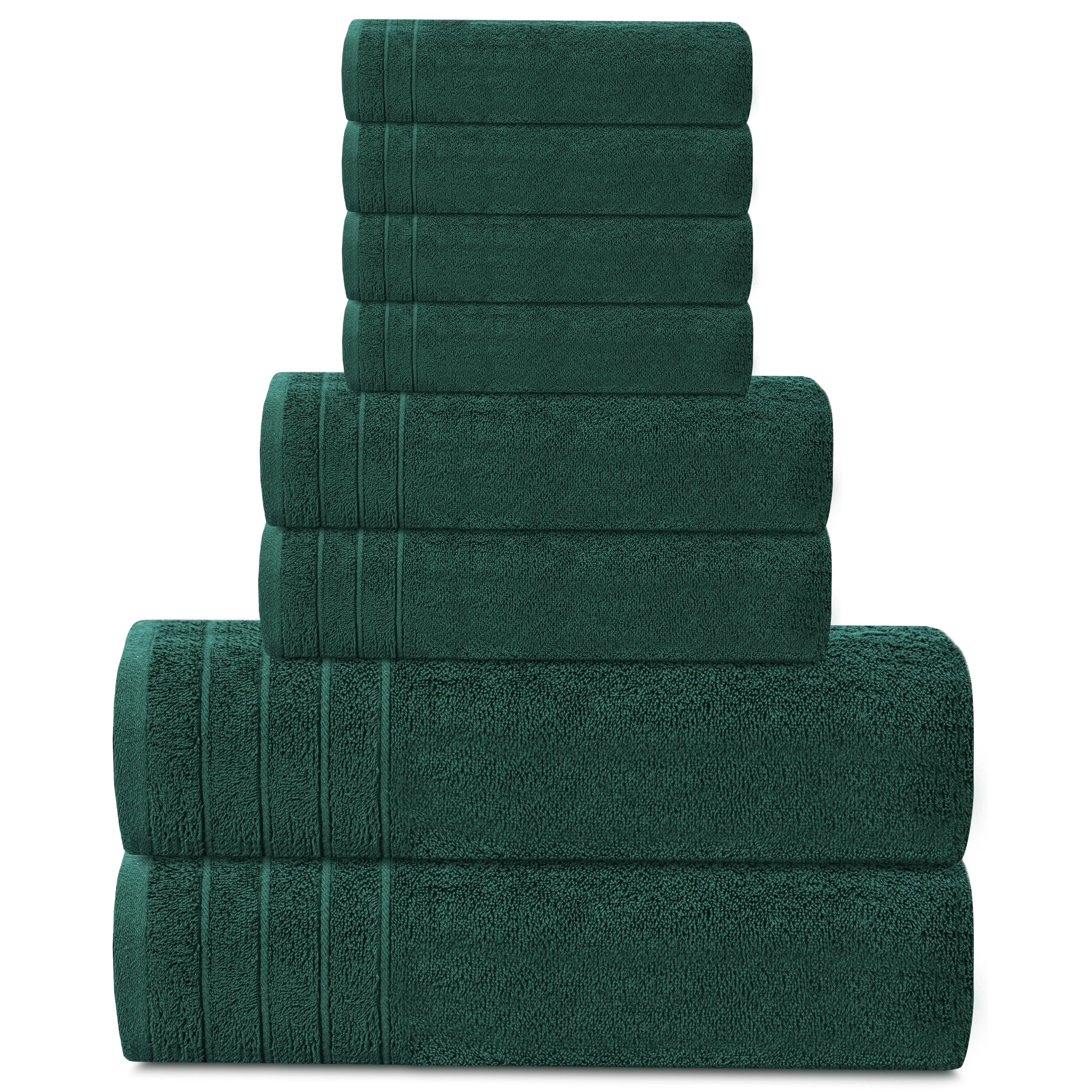 Hunter green Tens Towels color enhances bathroom decor