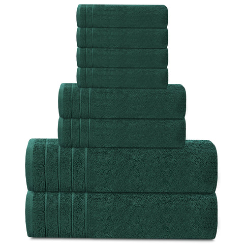 Hunter green Tens Towels color enhances bathroom decor