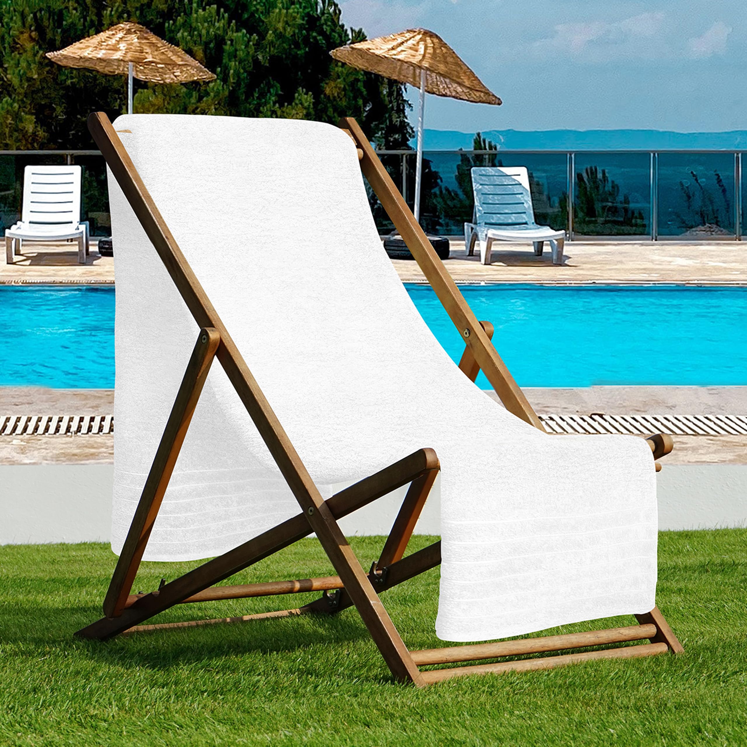 Tens Towels light-weight bath sheet shows easy portability and quick drying.