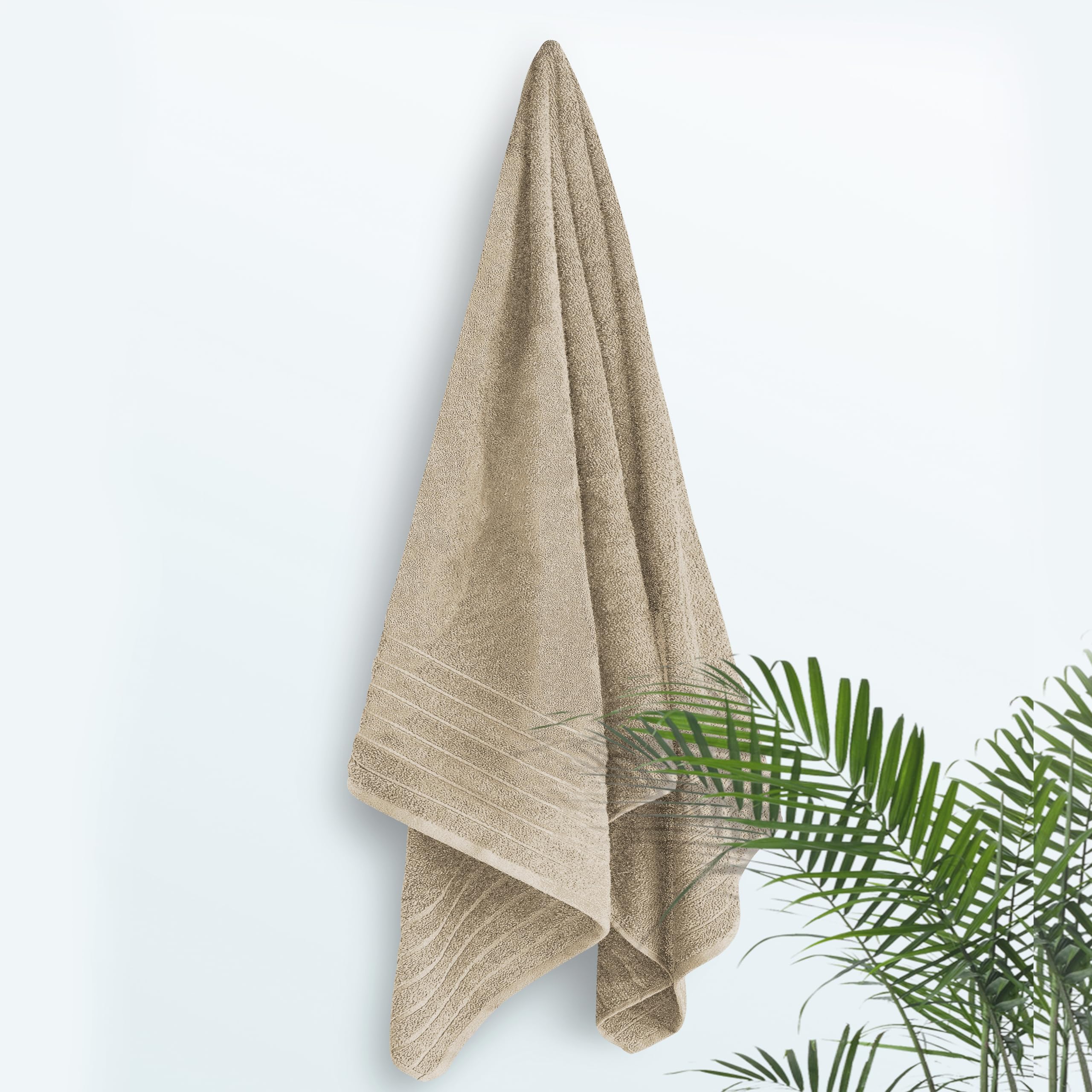 Tens Towels lightweight beige bath sheet — easy to carry and quick to dry.