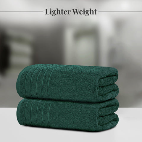 Tens Towels oversized bath sheet on hook showing generous dimensions.