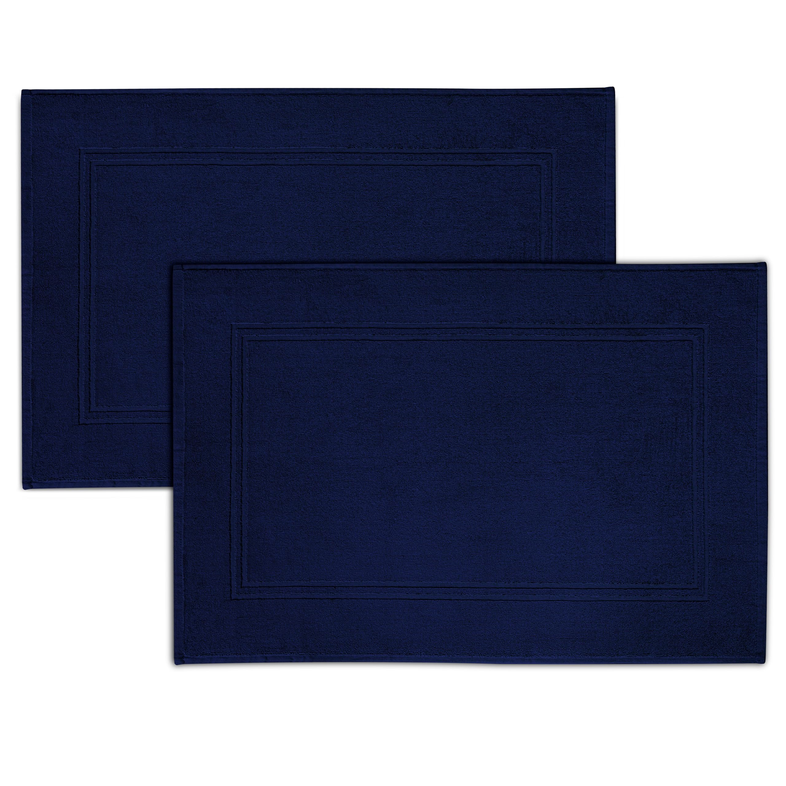 Tens Towels pack of 2 navy bath mats in 20x32 for plush, quick-dry comfort.