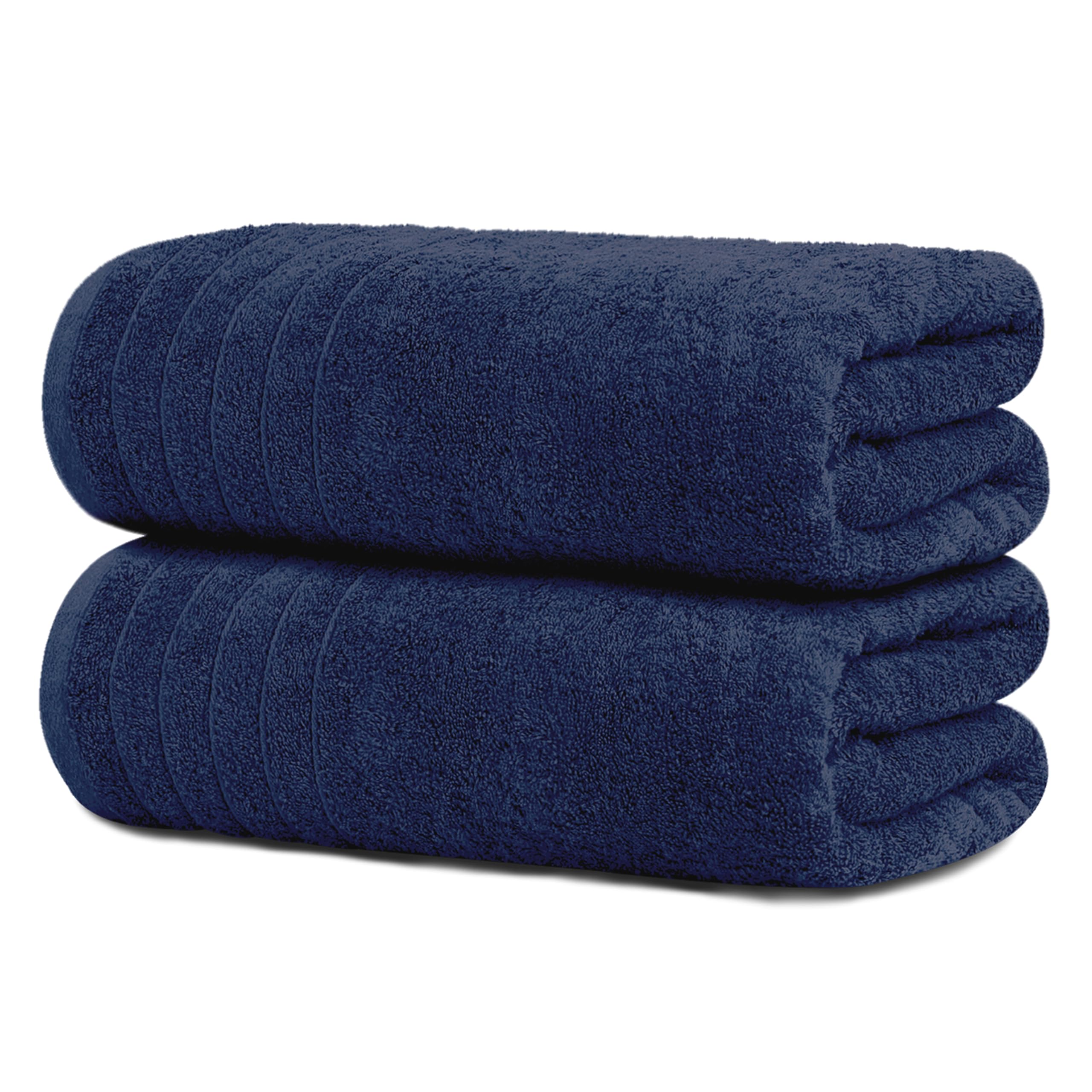 Tens Towels pack of 2 extra-large navy bath sheets, quick-dry and ultra-soft