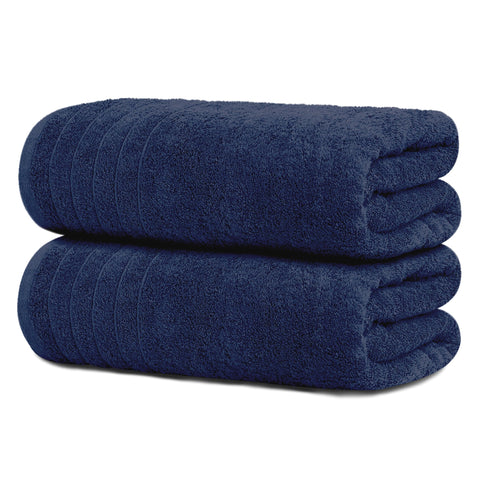 Tens Towels pack of 2 extra-large navy bath sheets, quick-dry and ultra-soft