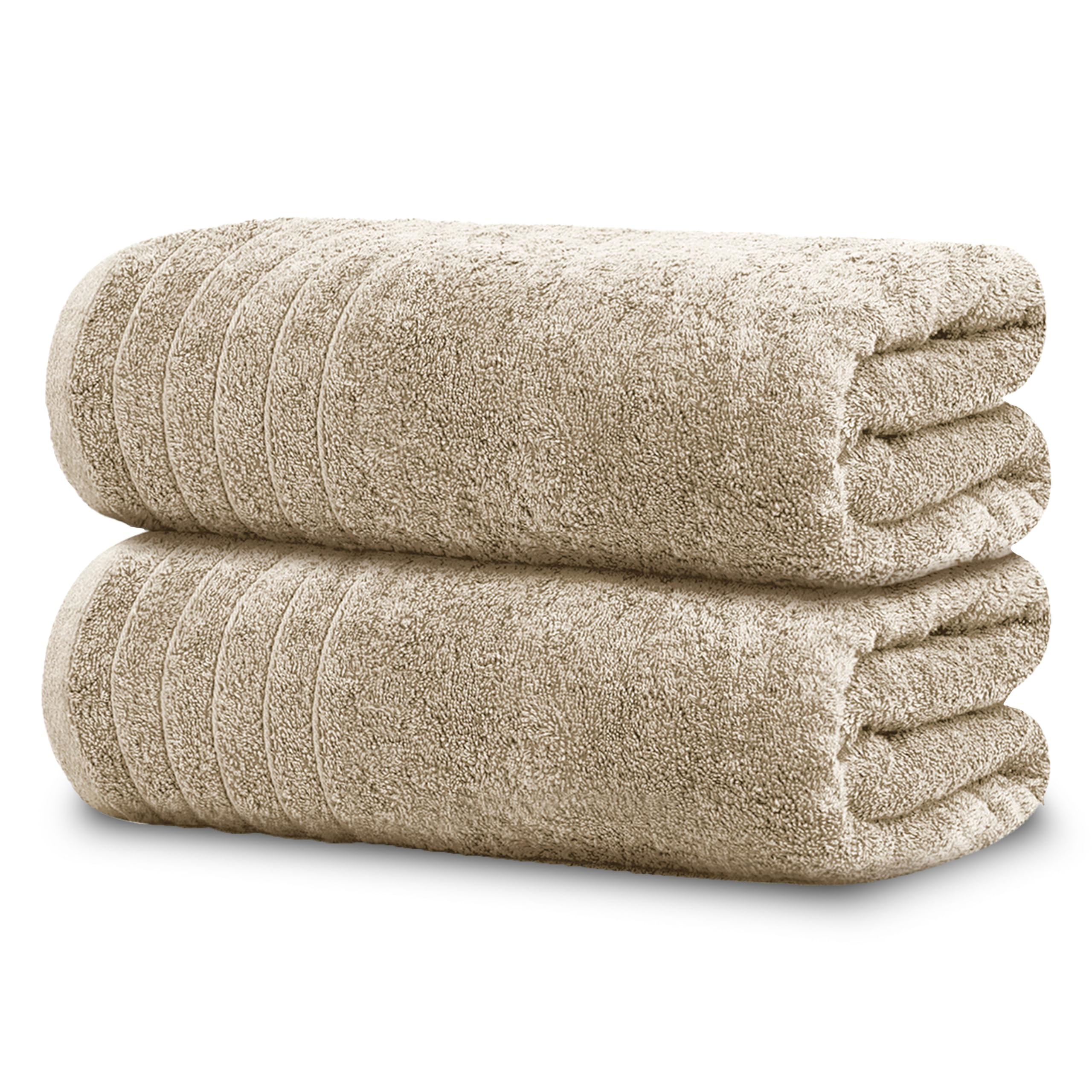 Tens Towels pack of 2 extra-large beige bath sheets ideal for quick-dry wrap.