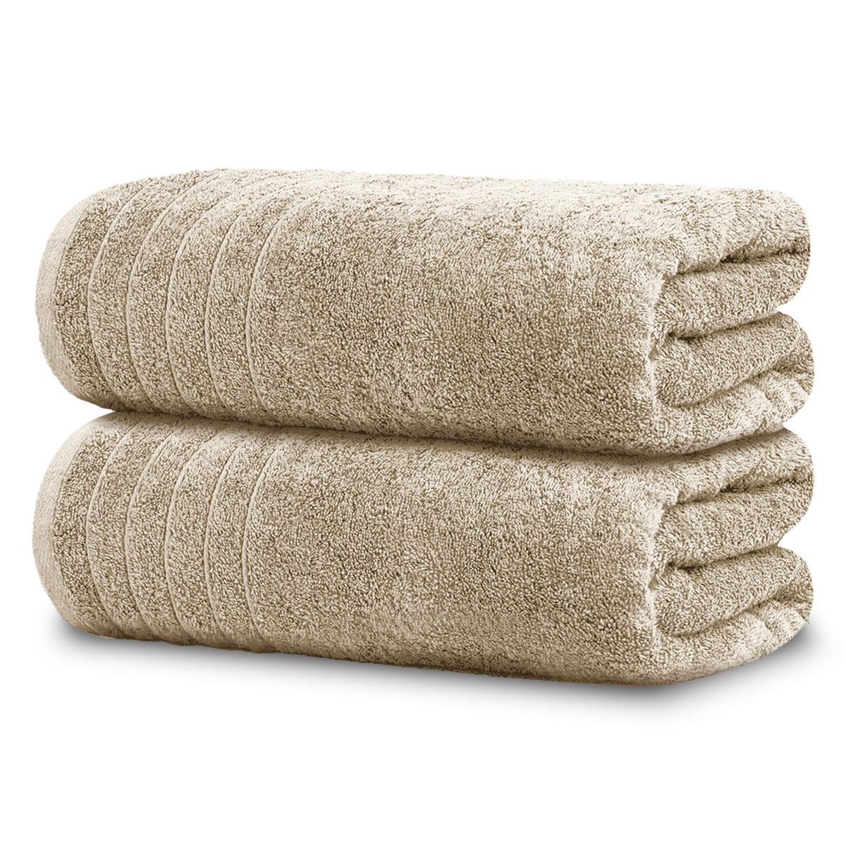 Tens Towels pack of 2 extra-large beige bath sheets ideal for quick-dry wrap.