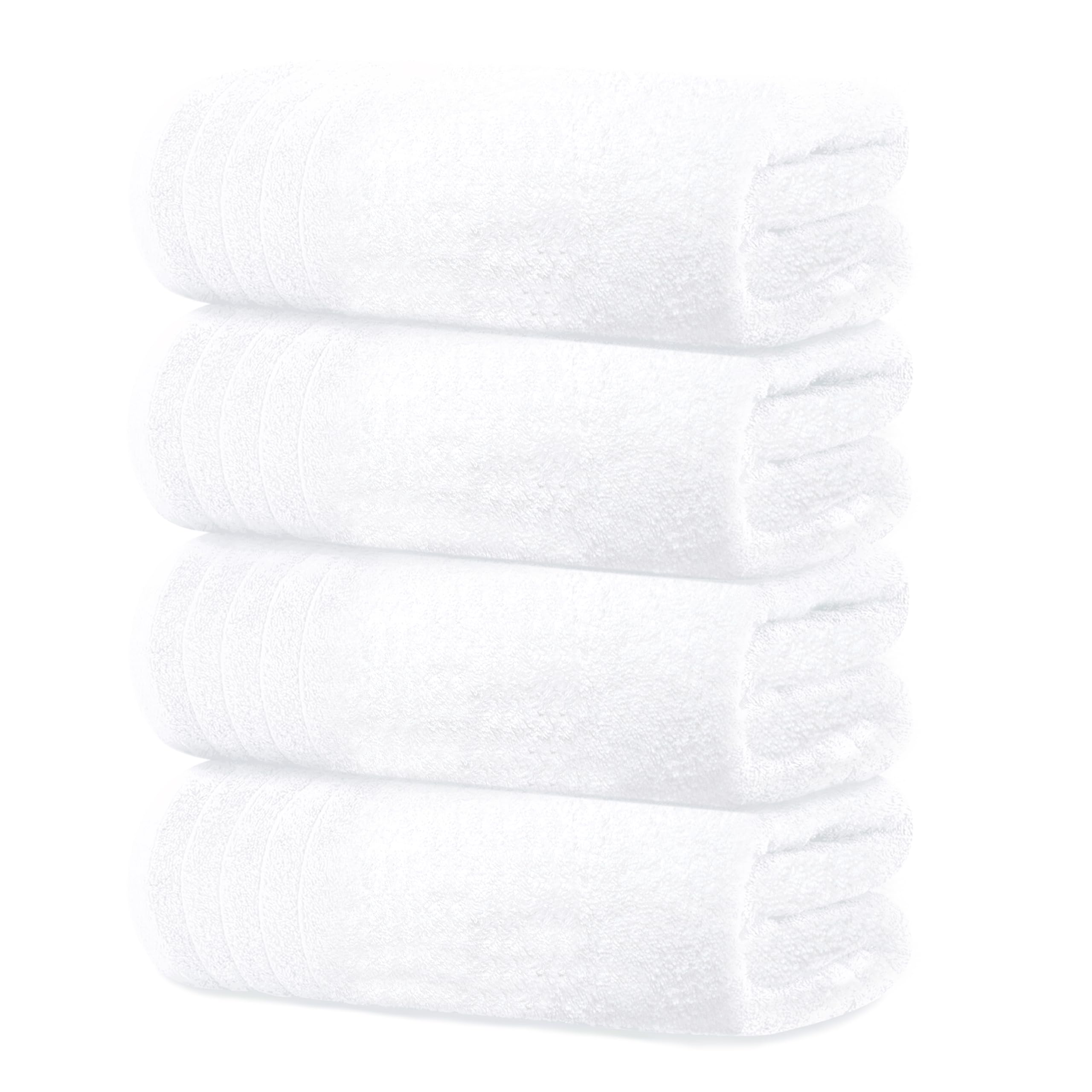 Tens Towels four-pack of extra-large towels displayed for spa-like bathroom comfort