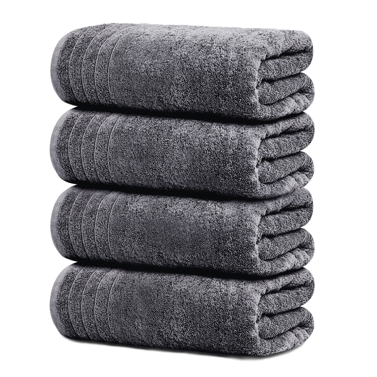 Tens Towels pack of four extra-large 30x60 towels, offering generous coverage for full-body wraps.