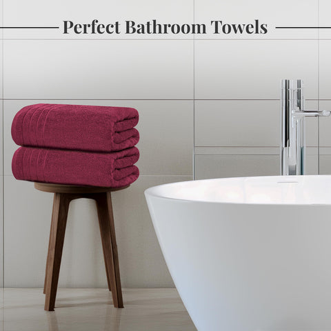 Tens Towels four-pack burgundy towels highlight value and coordinated bathroom decor