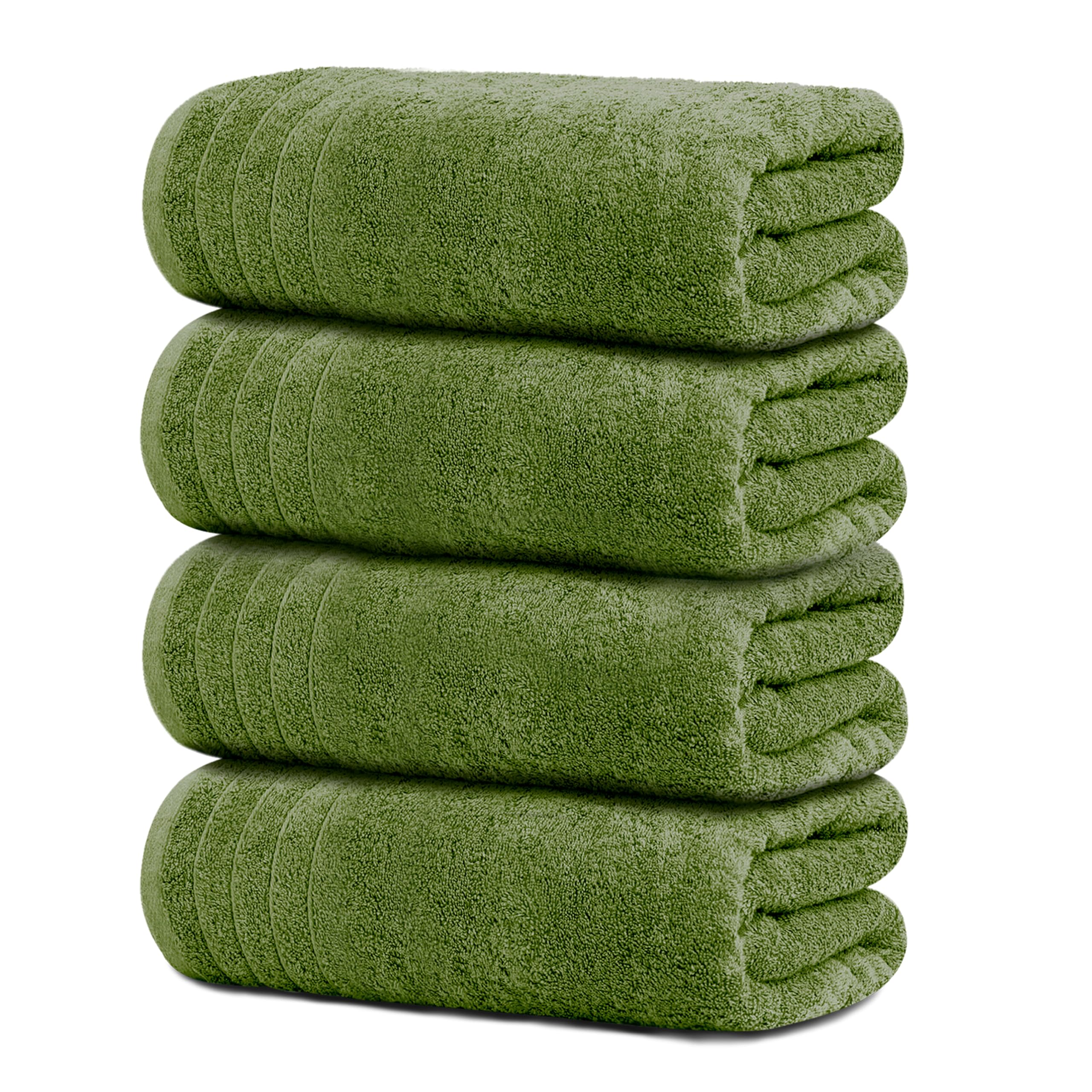 Tens Towels four-pack extra large bath towels folded for easy storage.