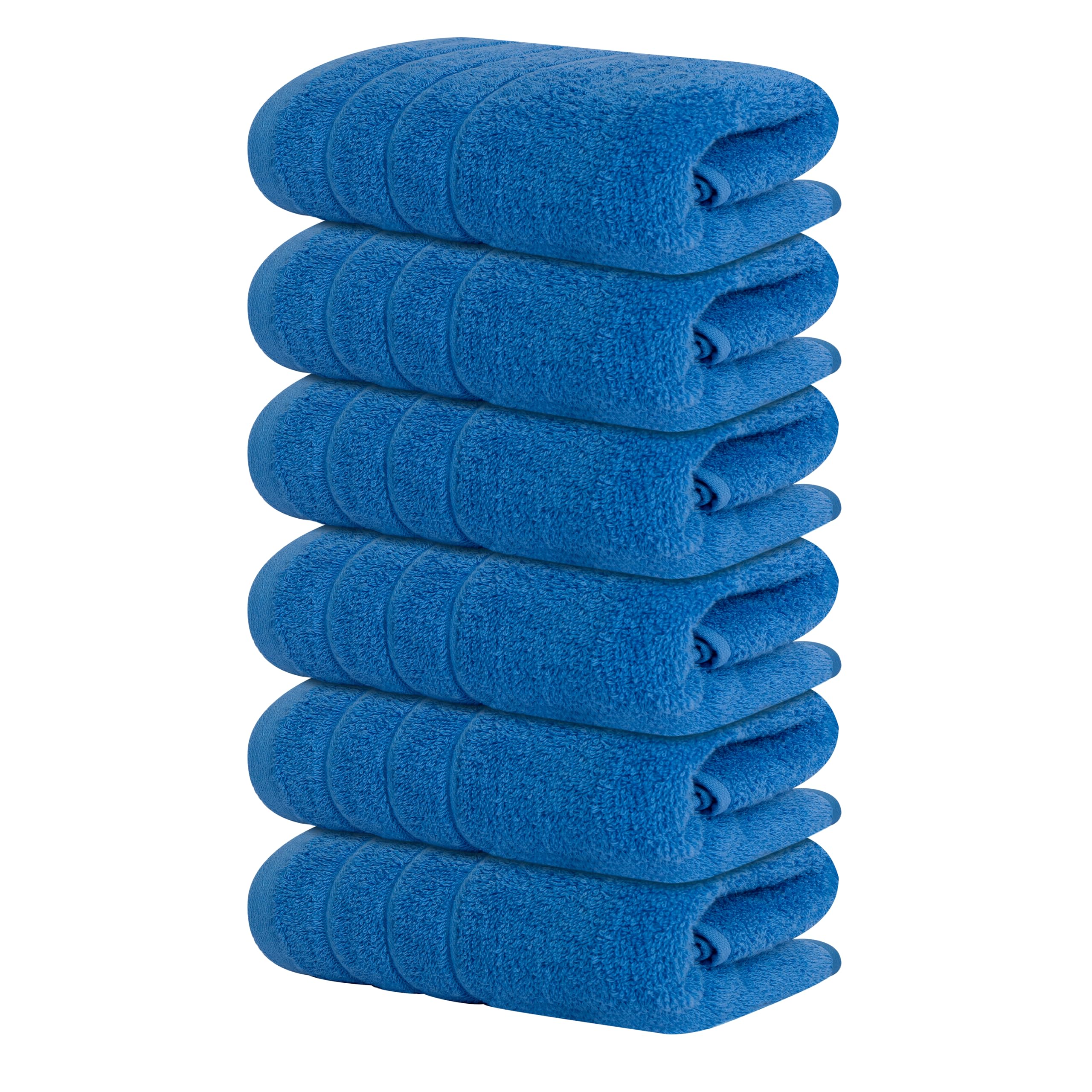 Tens Towels pack-of-6-hand-towels-16x28-blue deliver quick-dry absorbency for baths.