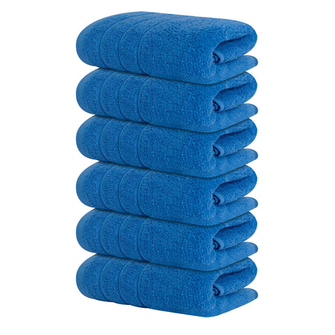 Tens Towels pack-of-6-hand-towels-16x28-blue deliver quick-dry absorbency for baths.
