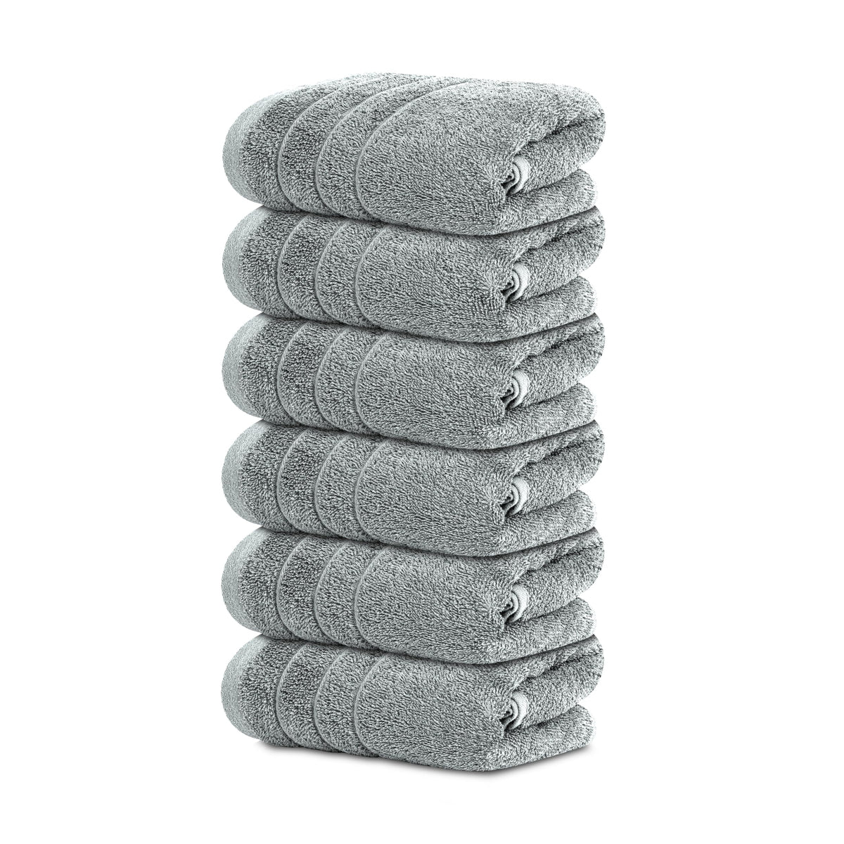 Tens Towels pack of 6 hand towels in cool grey for everyday absorbent use.