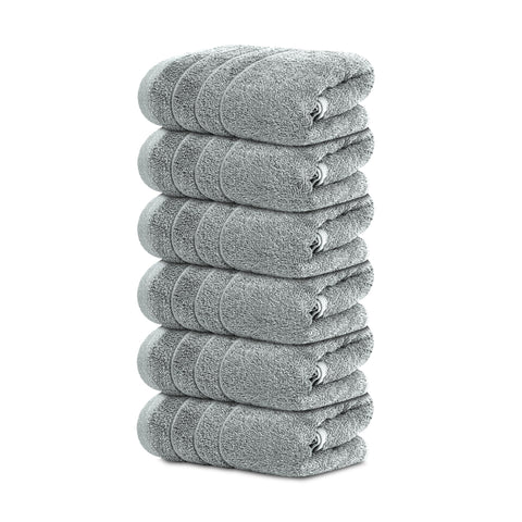 Tens Towels pack of 6 hand towels in cool grey for everyday absorbent use.