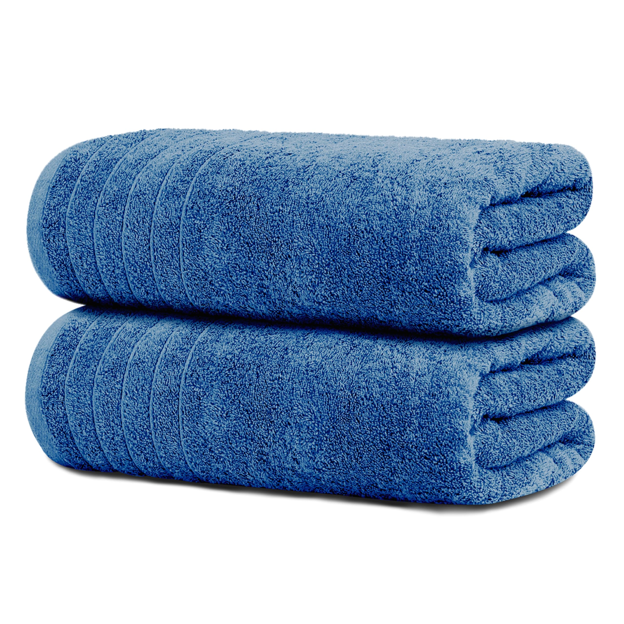 Tens Towels two extralarge blue bath sheets folded, ready for use