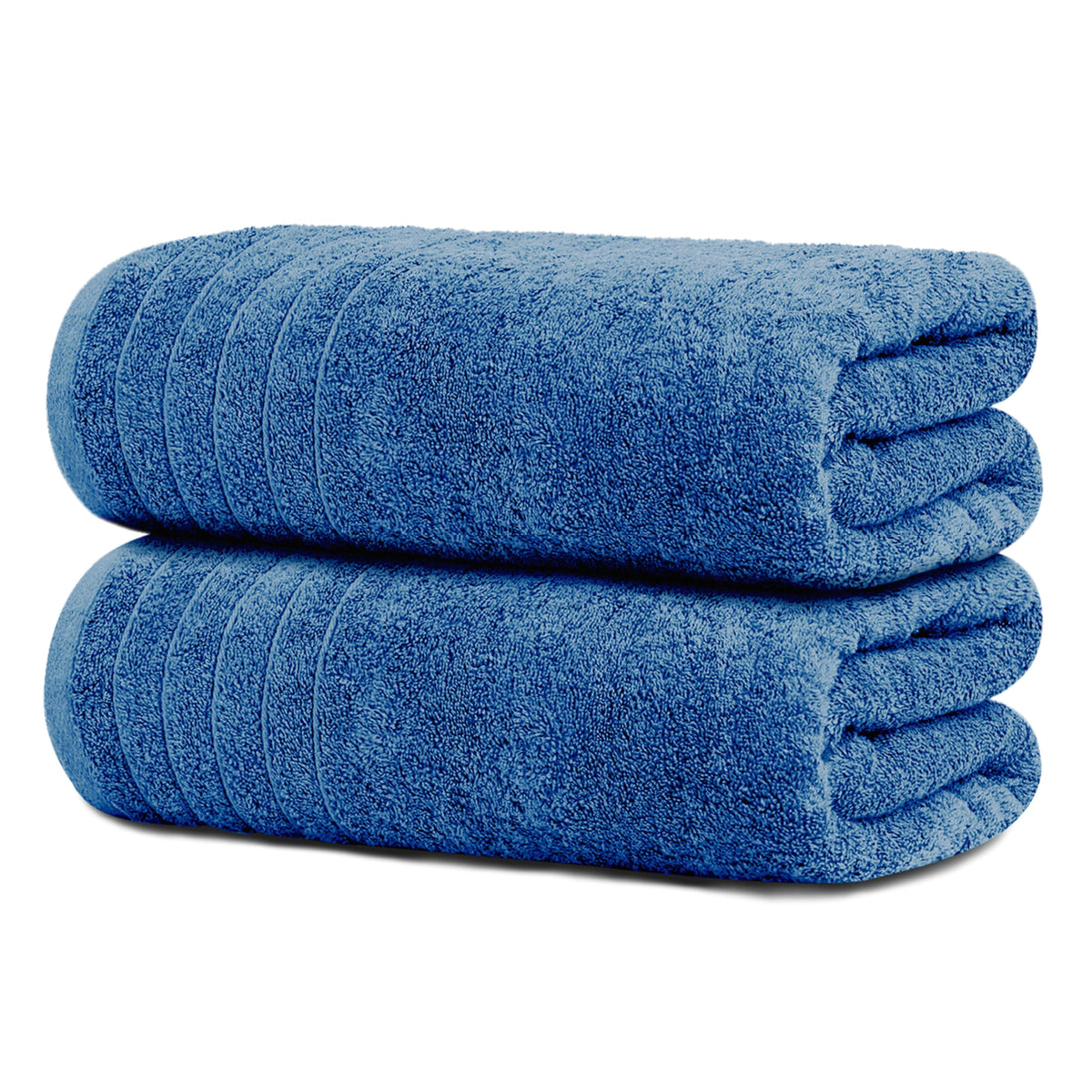 Tens Towels two extralarge blue bath sheets folded, ready for use