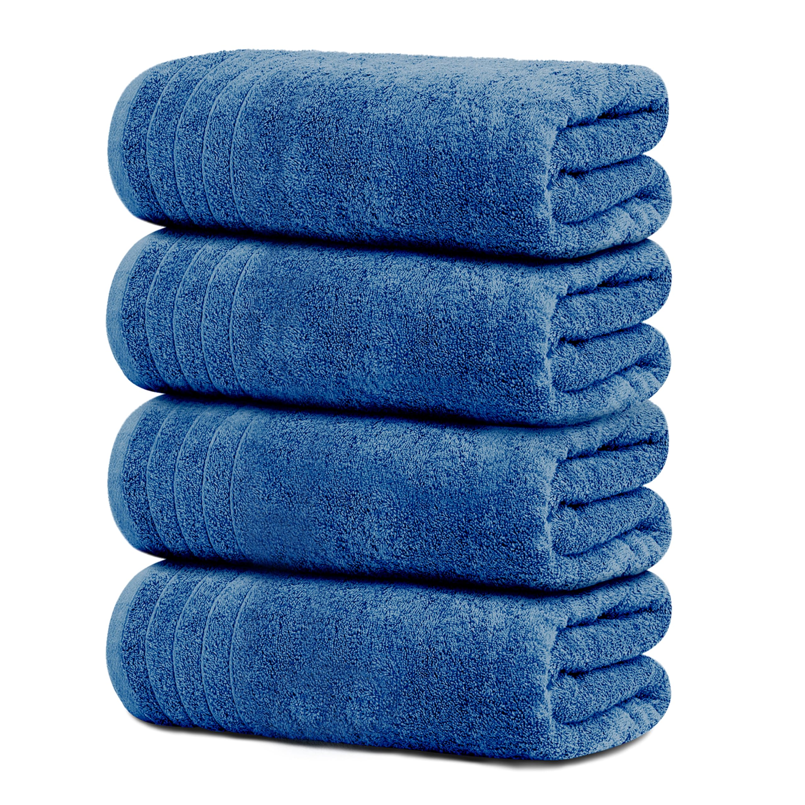 Tens Towels four-pack blue bath towel, soft and highly absorbent.