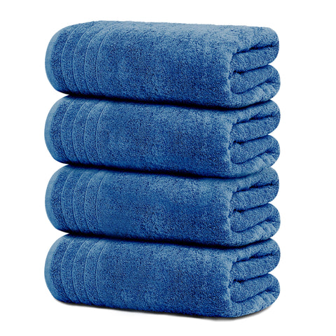Tens Towels four-pack blue bath towel, soft and highly absorbent.
