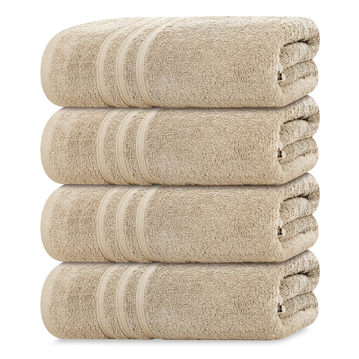 Tens Towels pack of 4 soft bath towels in beige, 27x54 inches, for daily use