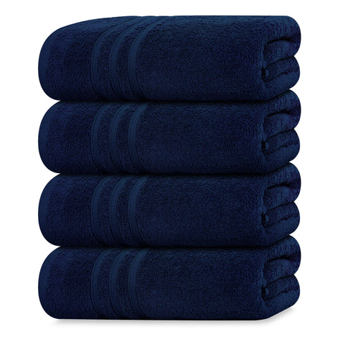 Tens Towels pack of four navy bath towels with soft, plush feel for daily use