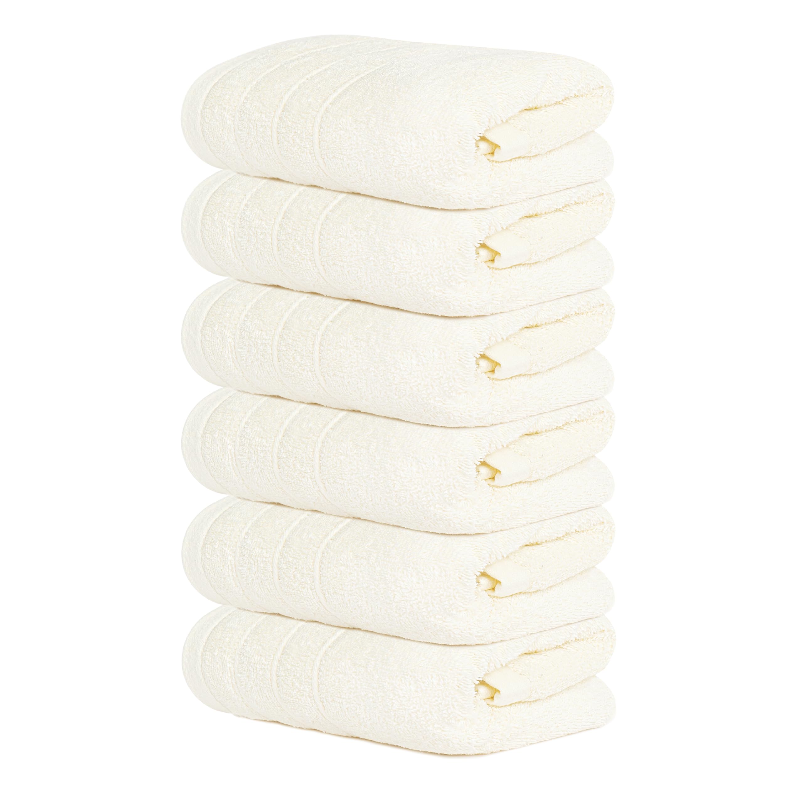 Tens Towels cream hand towels six-pack, 16x28, soft and absorbent for daily use