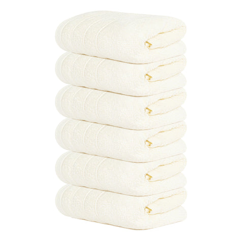 Tens Towels cream hand towels six-pack, 16x28, soft and absorbent for daily use