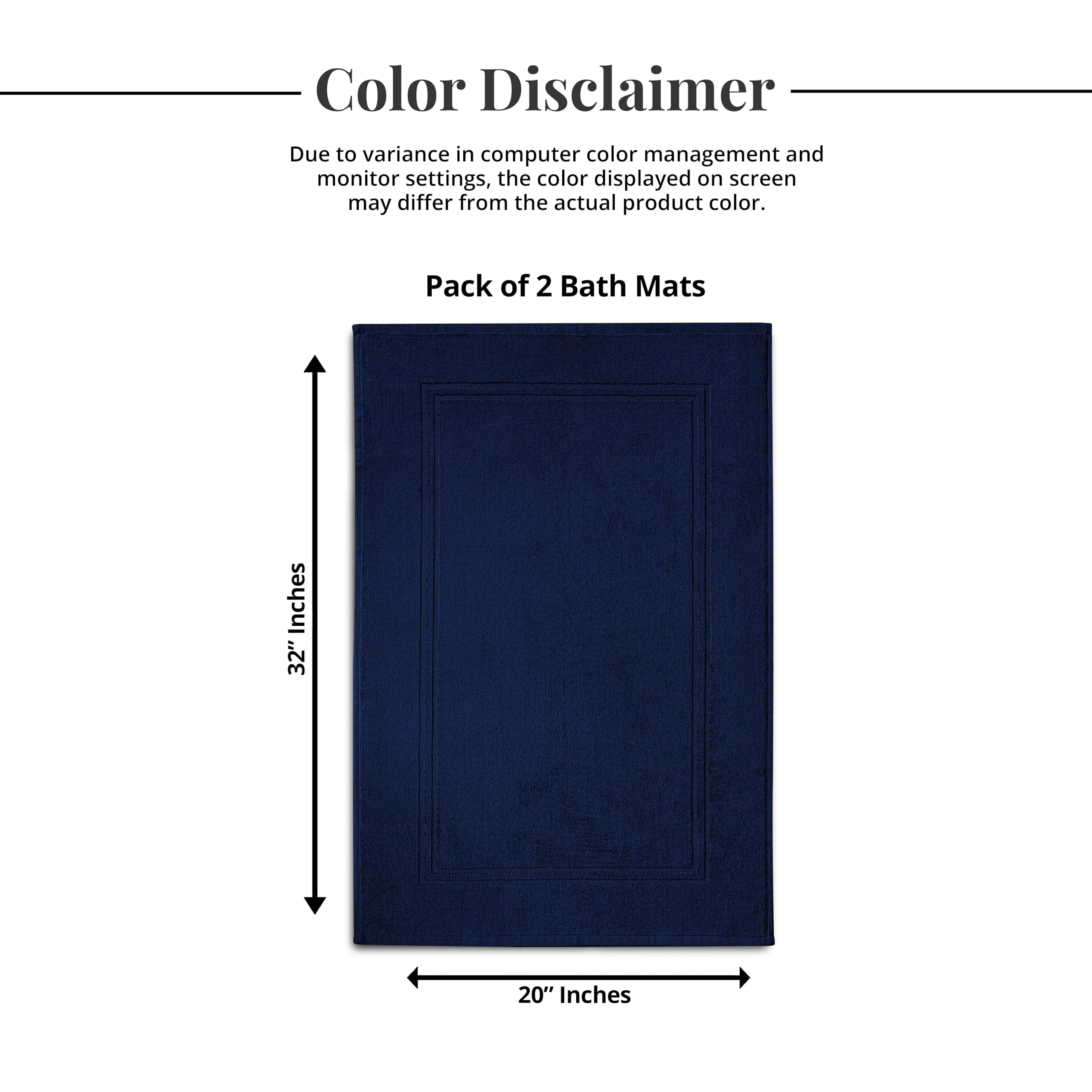 Tens Towels navy bath mat elevates bathroom aesthetics with softness.