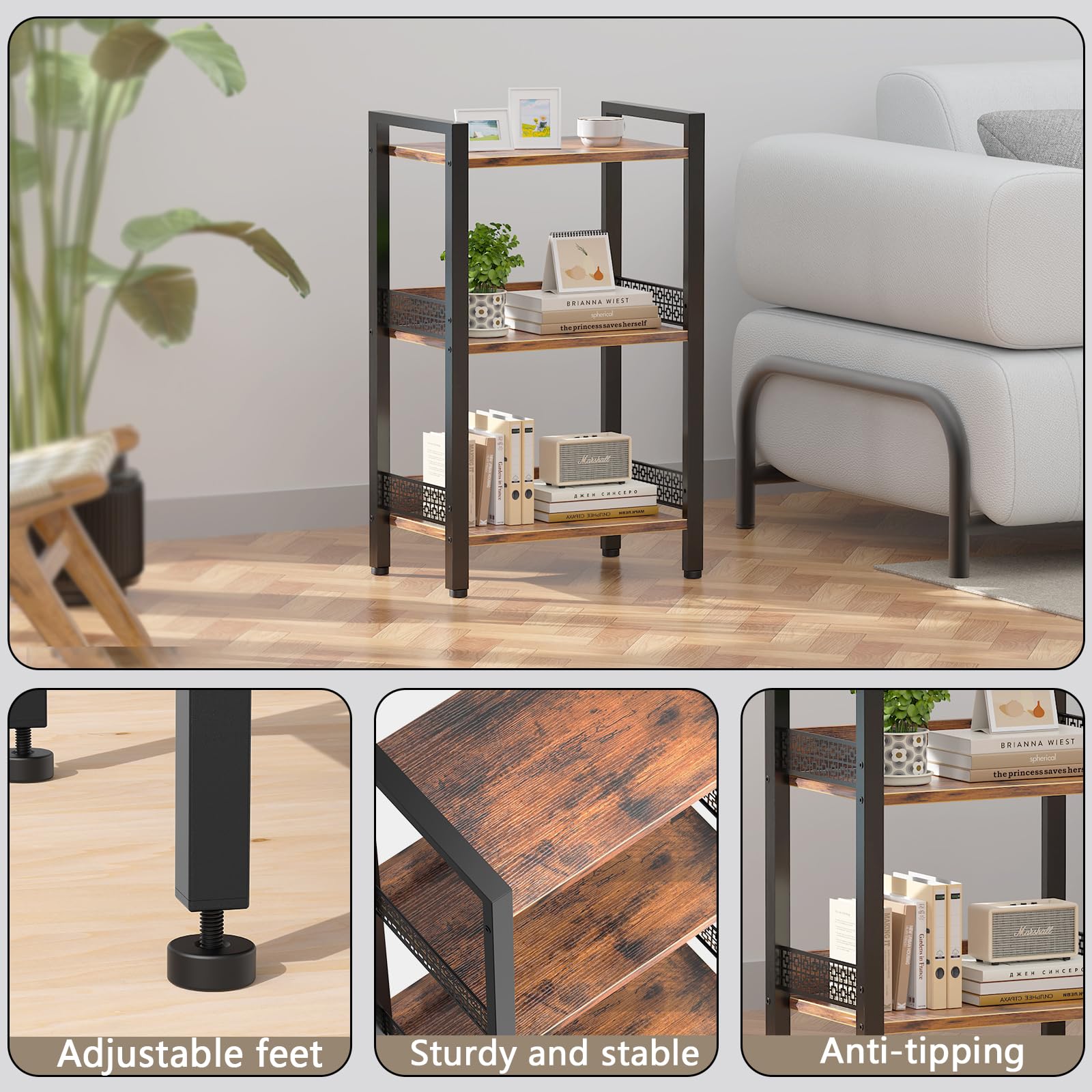 Tensirock adjustable foot pads stabilize the unit on uneven floors.