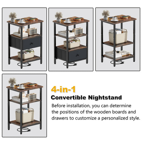 Tensirock end table with sturdy metal frame and wood shelves for stability
